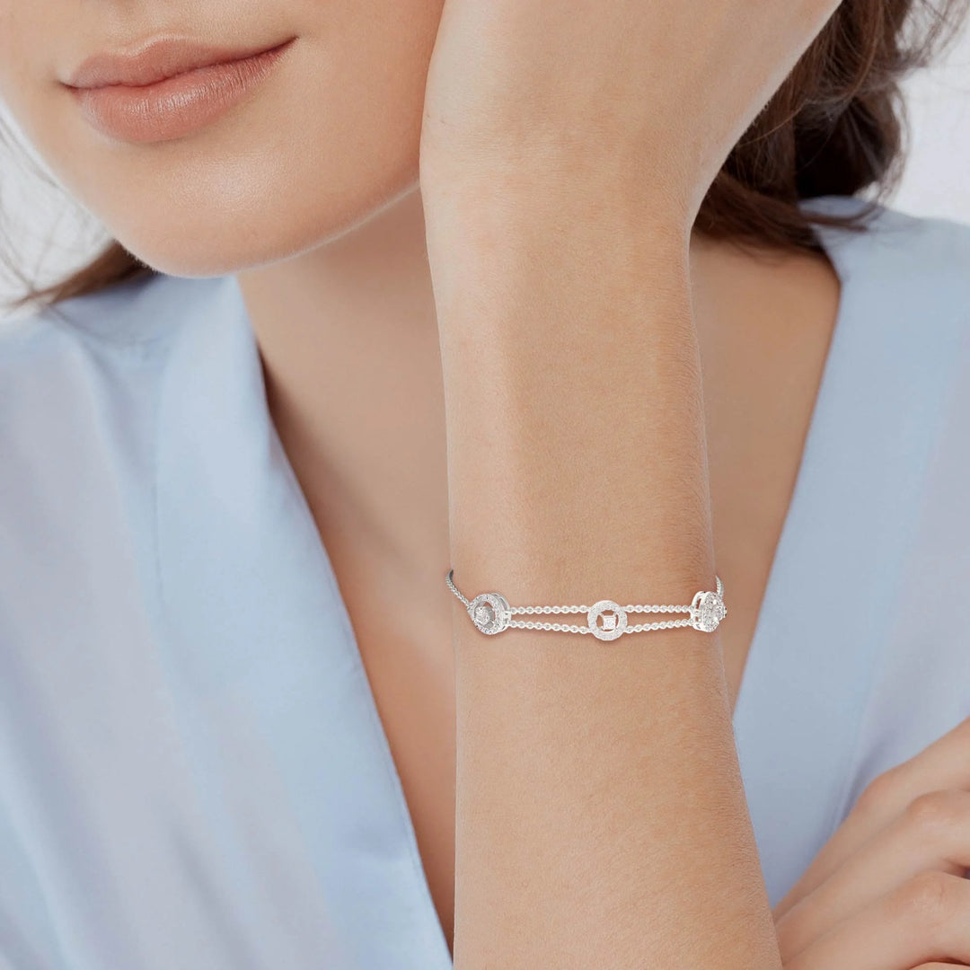 Natural Diamond Signature Stacks Flora Bracelet