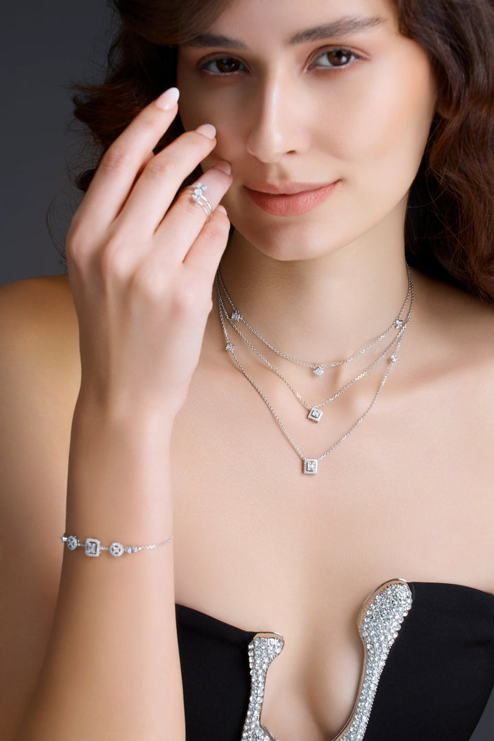 Natural Diamond Signature Stacks Sage Bracelet