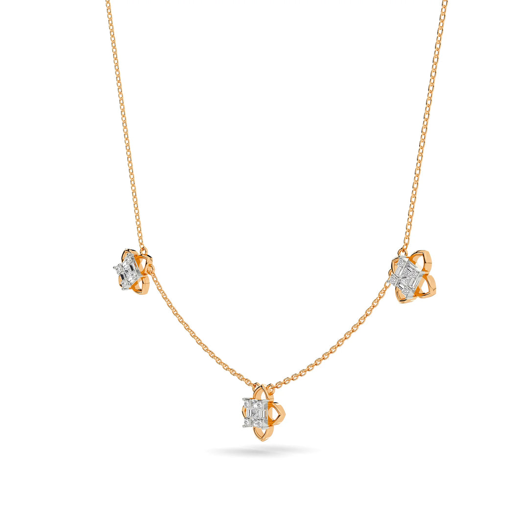Natural Diamond the Chain Reaction Bond Necklace