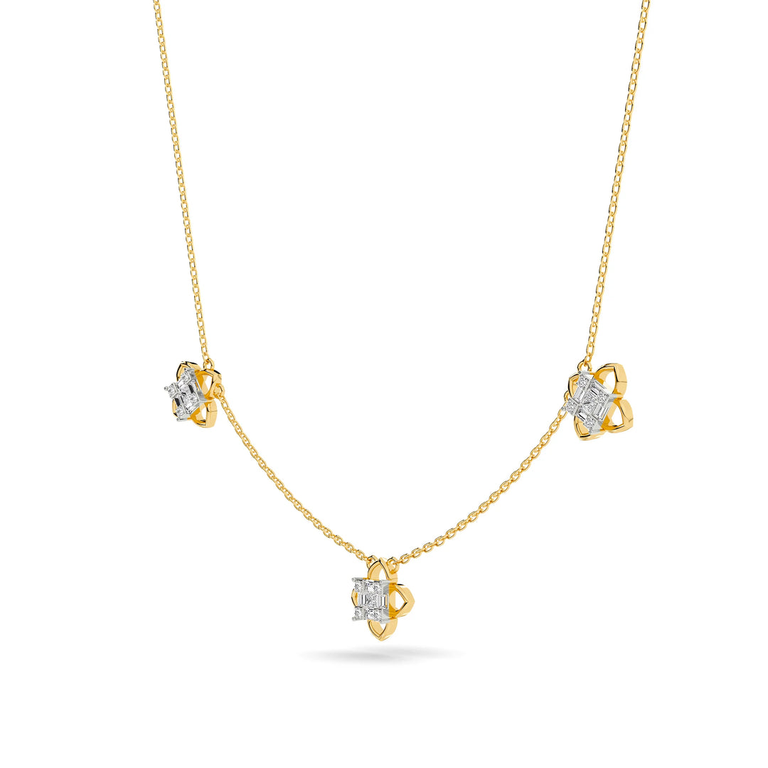 Natural Diamond the Chain Reaction Bond Necklace