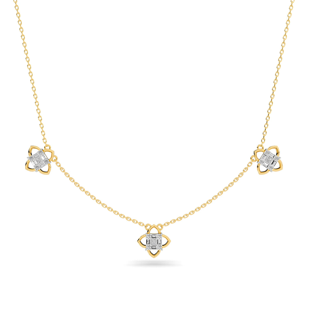 Natural Diamond the Chain Reaction Bond Necklace