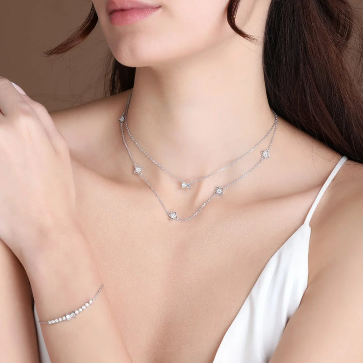 Natural Diamond the Chain Reaction Bond Necklace