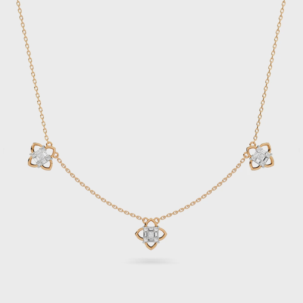 Natural Diamond the Chain Reaction Bond Necklace