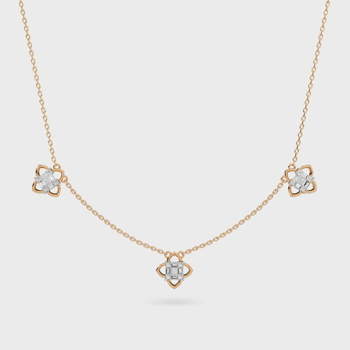 Natural Diamond the Chain Reaction Bond Necklace