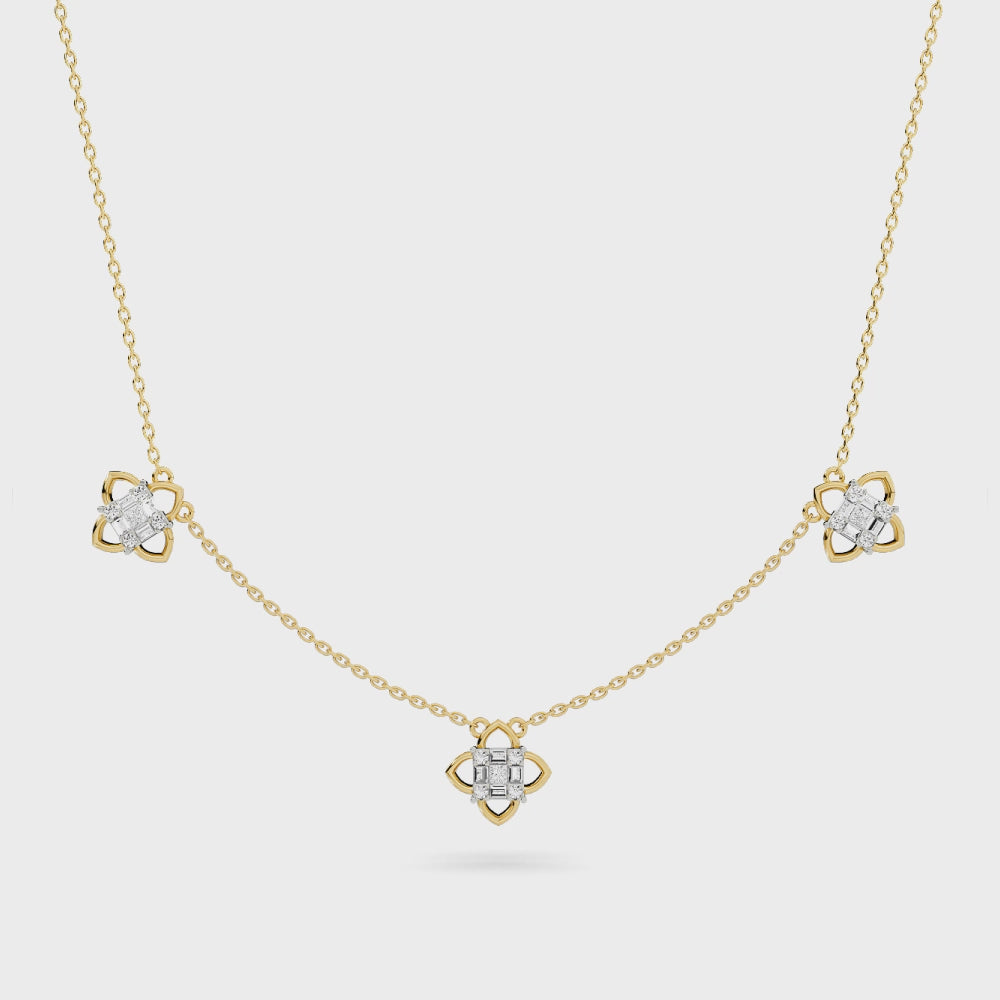 Natural Diamond the Chain Reaction Bond Necklace