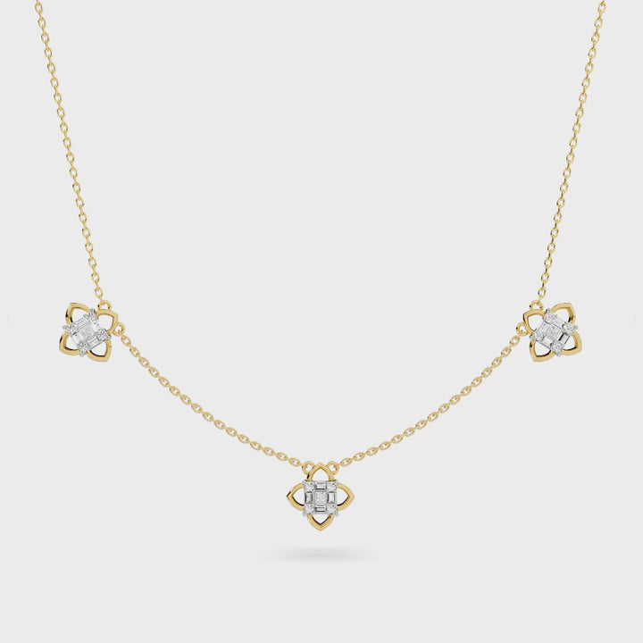 Natural Diamond the Chain Reaction Bond Necklace